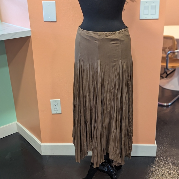 Euro Mesh Whimsigoth Skirt Moa Moa M? Flowing Tan Maxi Skirt Fairy Handkerchief - Picture 1 of 11